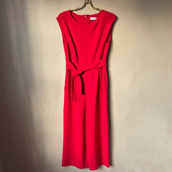 Calvin Klein Vibrant Red Jumpsuit Size 8 - Picture 1 of 5
